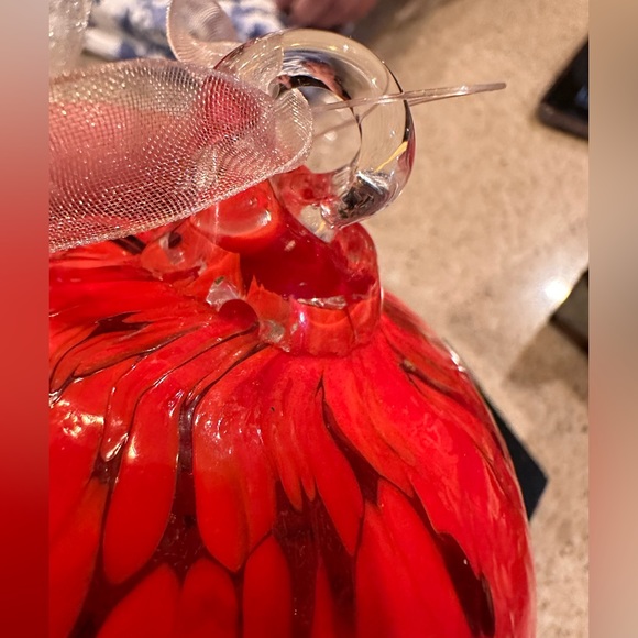 HANDCRAFTED Blown Glass FRIENDSHIP Beautiful Red  Multicolor ORNAMENT 4.5-5” - Picture 10 of 16